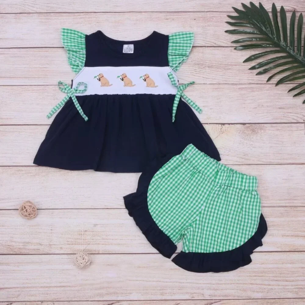 Boutique Duck Hunting Puppy Dog Labrador Tunic & Shorts Girls Outfit Set